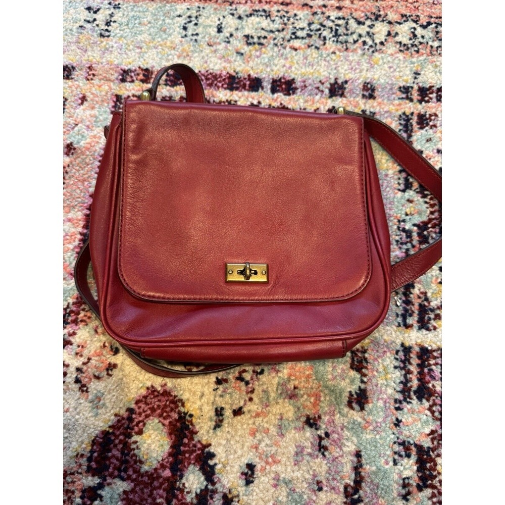 Fossil Crossbody Shoulder Bag Red Leather Purse